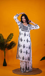 将图像加载到图库查看器中, Women's Lucknowi Handcrafted Chanderi Silk Chikankari Angrakha - HONC0206999