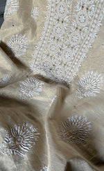 Load image into Gallery viewer, Women's Lakhnavi Handcrafted Tissue Chanderi Unstitched Kurta And Dupatta Set - HONC0267163