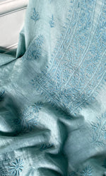 Load image into Gallery viewer, Women's Lakhnavi Handcrafted Mul Chanderi Unstitched Chikankari Full Suit Material - HONC0319534