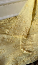 将图像加载到图库查看器中, Women's Lakhnavi Handcrafted Mul Chanderi Chikankari Semi Stitched Kurta And Dupatta Set- HONC0277648
