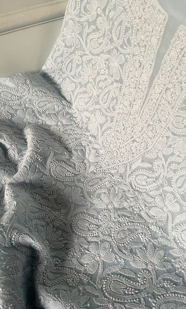 Women's Lakhnavi Handcrafted Unstitched Cotton Chikankari Suit Material - HONC0320307
