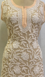 Load image into Gallery viewer, Women's Lucknowi Handcrafted Faux-Georgette Chikankari Top- HONC0140438