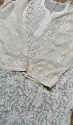 将图像加载到图库查看器中, Women's Lakhnavi Handcrafted Viscose Georgette Chikankari Kurti- HONC0276119