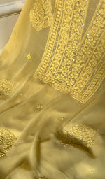 Load image into Gallery viewer, Women's Lakhnavi Handcrafted Viscose Georgette Chikankari Full Suit Material - HONC0269045
