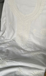 将图像加载到图库查看器中, Women's Lakhnavi Handcrafted Cotton Chikankari Unstitched Kurti Fabric - HONC0235341