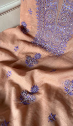 Load image into Gallery viewer, Women's Lakhnavi Handcrafted Mul Chanderi Chikankari Full Suit Material - HONC0287062