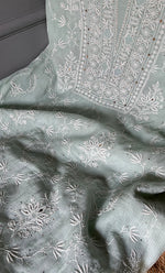 Load image into Gallery viewer, Women's Lakhnavi Handcrafted Maheshwari Mul Chanderi Unstitched Kurta And Dupatta Set- HONC0281943