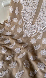Load image into Gallery viewer, Women's Lucknowi Handcrafted Faux-Georgette Chikankari Suit Material - HONC0263018