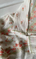 Load image into Gallery viewer, Women's Lakhnavi Handcrafted Mul Chanderi Semi - stitched Kurta And Dupatta Set- HONC0314875