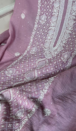 Load image into Gallery viewer, Women's Lakhnavi Handcrafted Maheshwari Mul Chanderi Unstitched Kurta And Dupatta Set - HONC0282252