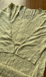 Load image into Gallery viewer, Yusra Women's Lakhnavi Handcrafted Viscose Georgette Chikankari Kurti - HONC0282703
