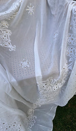 Load image into Gallery viewer, Women's Lakhnavi Handcrafted Viscose Georgette Chikankari Saree - HONC0208447