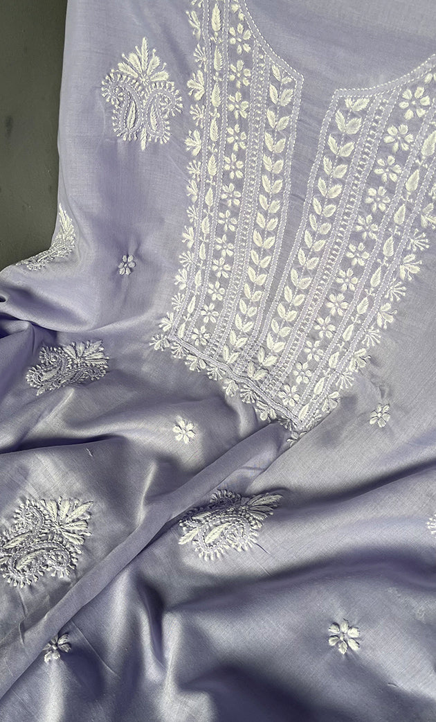 Women's Lakhnavi Handcrafted Cotton Chikankari Unstitched Kurti Fabric - HONC0302637