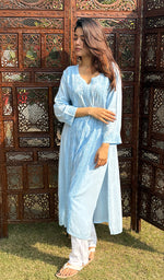 Load image into Gallery viewer, Aleena Women's Lucknowi Handcrafted Muslin Chikankari Kurti - HONC0209081