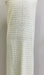 Load image into Gallery viewer, Lucknowi Handcrafted Pure Georgette Chikankari Unstitched Men&#39;s Kurta Fabric - HONC0128765
