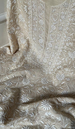 将图像加载到图库查看器中, Women's Lakhnavi Handcrafted Munga Silk Chikankari Kurta And Dupatta Set- HONC0255387