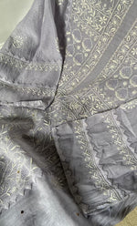 Load image into Gallery viewer, Women's Lakhnavi Handcrafted Mul Chanderi Semi - stitched Kurta And Dupatta Set- HONC0305163