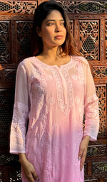 Load image into Gallery viewer, Women's Lakhnavi Handcrafted Viscose Georgette Chikankari Kurti - HONC0207804