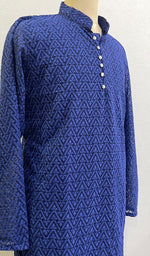 将图像加载到图库查看器中, Men's Faux-Georgette Hakoba Kurta - HONC0186483