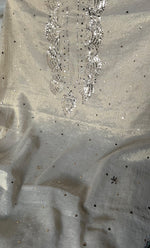 将图像加载到图库查看器中, Lucknowi Handcrafted Tissue Chanderi Chikankari Unstitched Unisex Kurta Fabric - HONC0304295