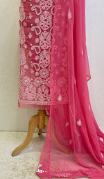 Load image into Gallery viewer, Women's Lucknowi Handcrafted Faux-Georgette Chikankari Suit Material- HONC0154322