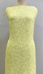 将图像加载到图库查看器中, Women's Lakhnavi Handcrafted Viscose Georgette Chikankari Unstitched Kurti Fabric - HONC0206907