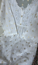将图像加载到图库查看器中, Women's Lakhnavi Handcrafted Mul Chanderi Semi - Stitchd Kurta And Dupatta Set - HONC0352064