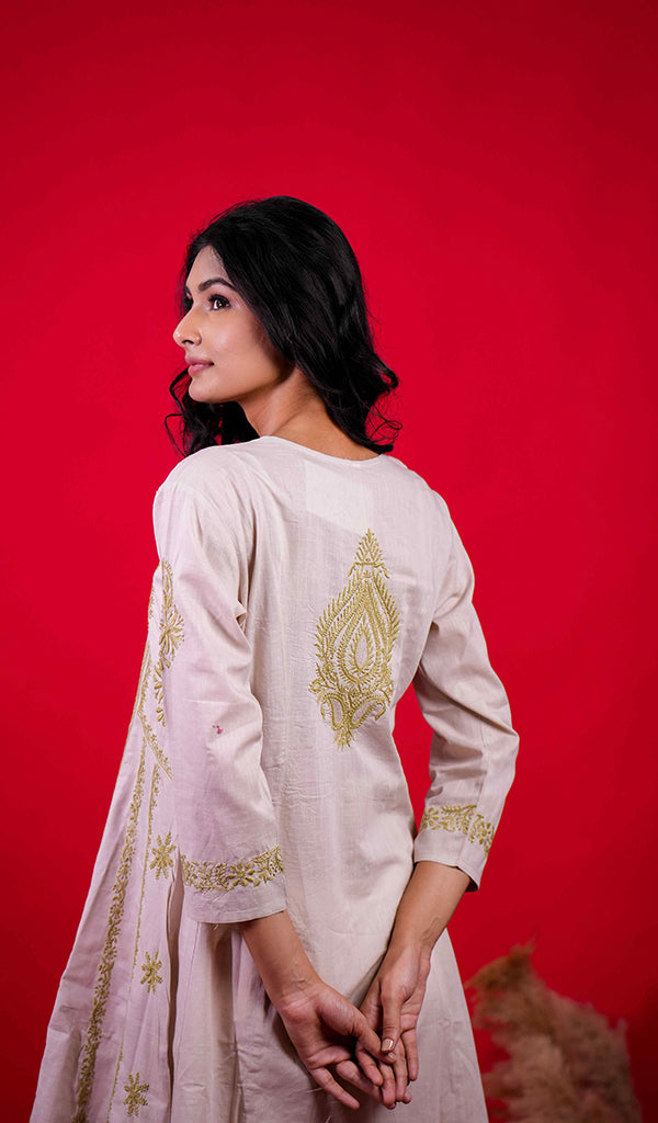Divya Women's Lucknowi Handcrafted Cotton Chikankari Kurti - HONC0213349