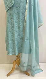 Load image into Gallery viewer, Women's Lakhnavi Handcrafted Mul Chanderi Semi - Stitched Kurta And Dupatta Set- HONC0195705