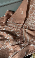 Load image into Gallery viewer, Women's Lakhnavi Handcrafted Maheshwari Mul Chanderi Semi - Stitched Kurta And Dupatta Set - HONC0271066