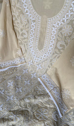 将图像加载到图库查看器中, Women's Lakhnavi Handcrafted Cotton Chikankari Semi Stitched Kurti Fabric - HONC0348847