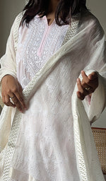Load image into Gallery viewer, Women's Lakhnavi Handcrafted Kota Chanderi Chikankari Dupatta - HONC0276569