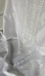 Load image into Gallery viewer, Women's Lucknowi Handcrafted Chanderi Silk Unstitched Chikankari Kurta and Dupatta Set- HONC0276223