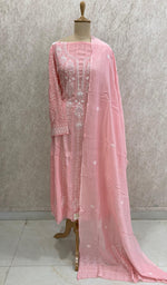 将图像加载到图库查看器中, Laiba Women's Lakhnavi Handcrafted Mul Chanderi Semi - Stitched Anarkali And Dupatta Set - HONC0275208