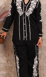 Load image into Gallery viewer, khayal Women's Lakhnavi Handcrafted Cotton Chikankari Kurti And Plazzo Set - HONC0323997