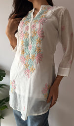 Load image into Gallery viewer, Sophia Women's Lakhnavi Handcrafted Mul Chanderi Chikankari Top - HONC0372931