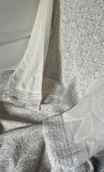 将图像加载到图库查看器中, Women's Lakhnavi Handcrafted Pure Silk Georgette Chikankari Semi - Stitched Anarkali And Dupatta Set- HONC0302212