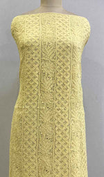 将图像加载到图库查看器中, Women's Lakhnavi Handcrafted Viscose Georgette Chikankari Unstitched Kurti Fabric - HONC0206903