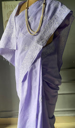 Load image into Gallery viewer, Fairoz Women's Lakhnavi Handcrafted Cotton Chikankari Saree - HONC0311933