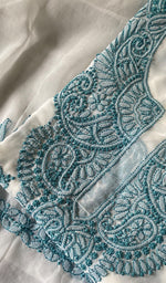 Load image into Gallery viewer, White Color Women Lucknowi Handcrafted Faux-Georgette Chikankari Semi - Stitched Suit Material