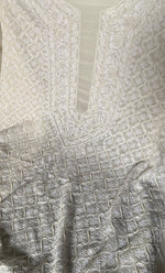 将图像加载到图库查看器中, Lucknowi Handcrafted Pure Silk Georgette Chikankari Unstitched Men's Kurta Fabric - HONC0284198