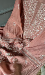 将图像加载到图库查看器中, Women's Lakhnavi Handcrafted Mul Chanderi Semi - Stitched Kurta And Dupatta Set - HONC0284761