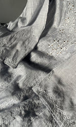 Load image into Gallery viewer, Women's Lakhnavi Handcrafted Linen Cotton Semi -Stitched Anarkali And Dupatta Set - HONC0273149