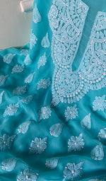 将图像加载到图库查看器中, Women's Lucknowi Handcrafted Faux-Georgette Chikankari Suit Material - HONC0263007