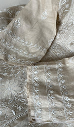 将图像加载到图库查看器中, Women's Lakhnavi Handcrafted Munga Silk Chikankari Semi - Stitched Anarkali And Dupatta Set- HONC0256132