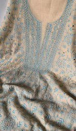 Load image into Gallery viewer, Women's Lakhnavi Handcrafted Maheshwari Mul Chanderi Chikankari Unstitched Kurti Fabric - HONC0209621