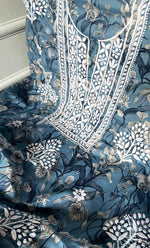 将图像加载到图库查看器中, Women's Lakhnavi Handcrafted Cotton Chikankari Unstitched Kurti Fabric - HONC0315337