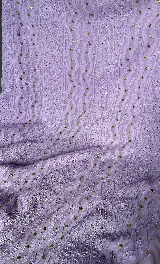 Women's Lakhnavi Handcrafted Viscose Georgette Chikankari Kurti Fabric - HONC0207167