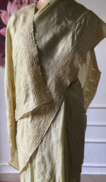Load image into Gallery viewer, Women's Lakhnavi Handcrafted Tussar Silk Chikankari Saree - HONC0307380