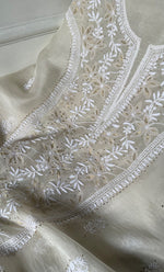 Load image into Gallery viewer, Women's Lakhnavi Handcrafted Pure Organza Chikankari Unstitched Kurta And Dupatta Set- HONC0320499